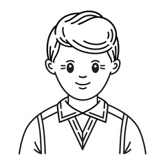 User avatar teenager boy or young man face portrait line icon. Pupil, student male character photo picture. Human head.  Person profile pic sign, interface web account social media app. Outline vector