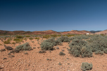 Africa Morocco desert Atlas mountains nature rock landscape with river palm under blue sky hot weather 