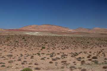 Africa Morocco desert Atlas mountains nature rock landscape with river palm under blue sky hot weather 