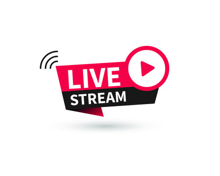 Live stream sign. Geometric banner of online live streaming or broadcast. Vector illustration