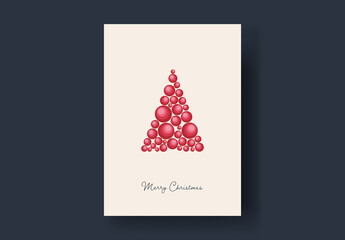 Red Circles Christmas Tree Card Layout