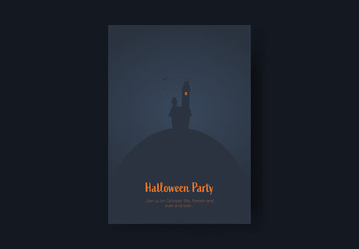 Halloween Party Invitation Minimal Haunted House