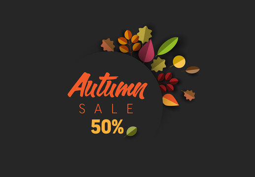 Autumn Leaves Dark Sale Tag Layout