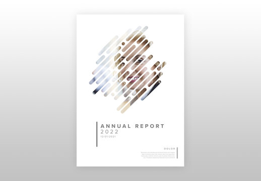 Light Annual Report Front Cover Page Layout with Masked Photo