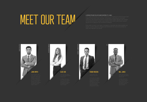 Meet Our Company Team Dark Modern Presentation Layout with Yellow Accent
