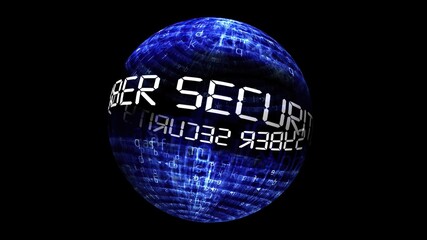 Syber security concept on rotating sphere