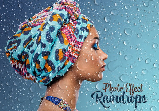 Raindrops Photo Effect Mockup