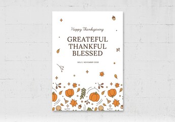 Simple Thanksgiving Greetings Card Flyer Printable
