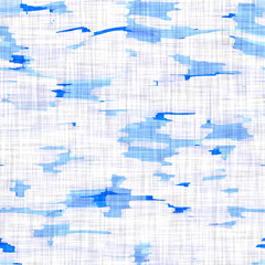 Blue mottled swirl wave rustic linen texture background. Summer beach style stripe home decor fabric. Dyed wash wavy coastal living textile effect. High quality jpg seamless pattern swatch.
