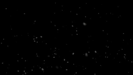Realistic snowfall background isolated on black background. 3d rendering