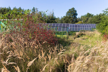 Fototapeta na wymiar Solar Power Station in the autumn Nature