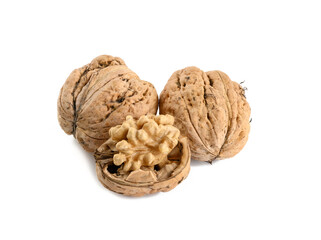 Walnuts isolated on white background