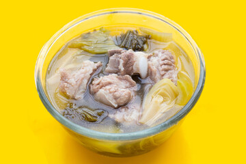 Pork rib soup with pickled cabbage or mustard greens