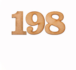 Number 198 - Piece of wood isolated on white background