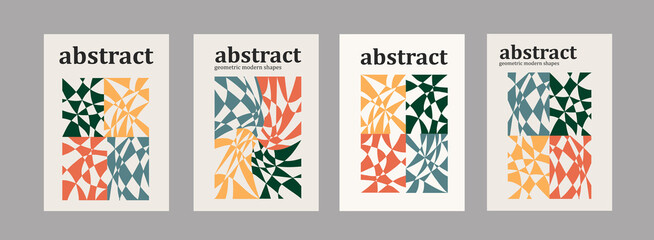 Set of Abstract Trendy Modern Posters Vector Design. Cool minimalistic abstraction art. - obrazy, fototapety, plakaty