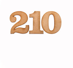 Number 210 - Piece of wood isolated on white background