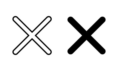 Close icons set. Delete sign and symbol. cross sign