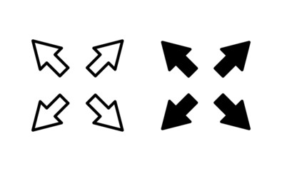 Fullscreen Icon set. Expand to full screen sign and symbol. Arrows symbol