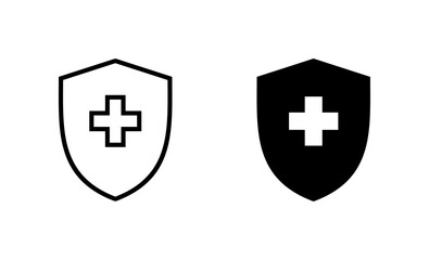 Health insurance icons set. Insurance health document sign and symbol