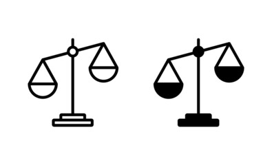 Scales icons set. Law scale icon. Justice sign and symbol