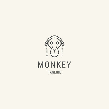 Head monkey logo, with flat style logo template