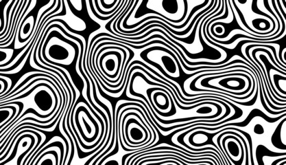 Monochrome topographic pattern. Black and white abstract background. Rounded lines of circles. Abstract creative concept with topographic map ornament.