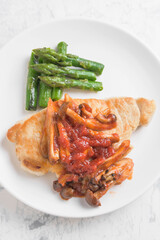 豚ロースの茸トマトソース