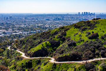 Walking Path at Griffith Park with LA in the Distance