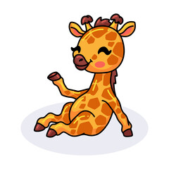 Cute little giraffe cartoon sitting