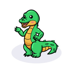 Cute little crocodile cartoon standing