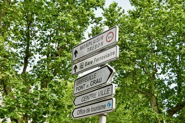 sign in park, photo as a background , in arles, provence, france