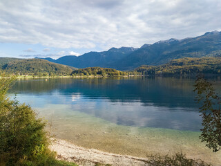 Fototapeta na wymiar View on Bohinj lake in Triglav national park, Slovenia