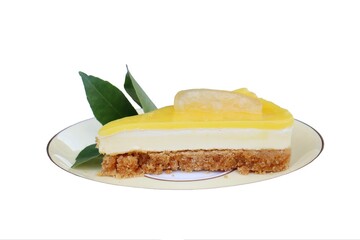 Cheese cake lemon isolated on white background