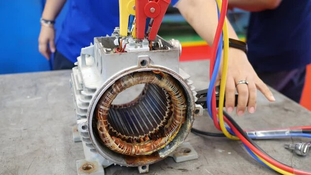 HiPot and Surge Testing to induction motor in maintenance work shop in industrial factory