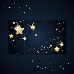 Christmas and New Year invitation card, horizontal flyer, discount coupon vector design template