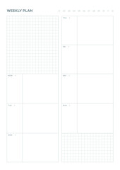 Note, scheduler, diary, calendar planner document template illustration. Weekly plan form.