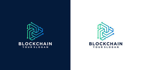 technology geometric blockchain logo design inspiration