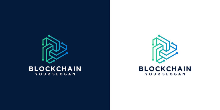 technology geometric blockchain logo design inspiration