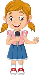 Cute little girl singing holding the mic