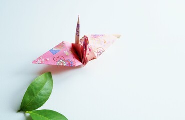 折り紙　千代紙　鳥　ツル　背景