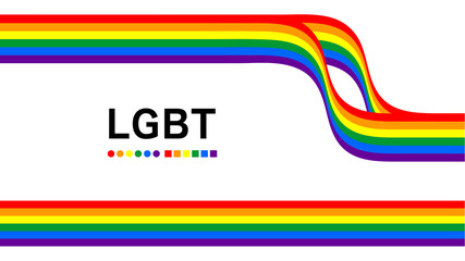 LGBTの象徴である虹色6色で構成された美しいリボンアートのデザインです フレーム 壁紙 ベクター