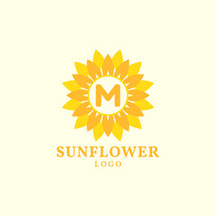 letter M sunflower warm and charming vector logo design