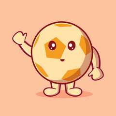 cute soccer ball mascot smile isolated cartoon in flat style