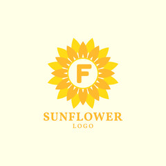 letter F sunflower warm and charming vector logo design