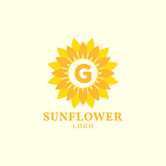 letter G sunflower warm and charming vector logo design