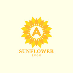 letter A sunflower warm and charming vector logo design