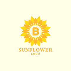 letter B sunflower warm and charming vector logo design