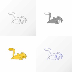 Simple and unique lazy cat image graphic icon logo design abstract concept vector stock. Can be used as a symbol associated animal or cartoon