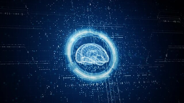 The brain of Artificial Intelligence AI. Future Technology Concept Visualization. Big Data Transmission Connection. Technology Digital data Network Abstract Background.