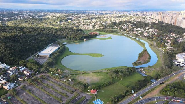 Aerial view of Barigui Park, Brazil